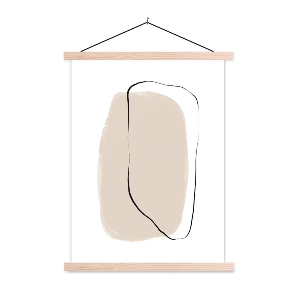 MuchoWow Textilposter Minimalismus - Gestaltung - Pastell 40x53 cm mit holzfarbenen Rahmen - Schlafzimmer