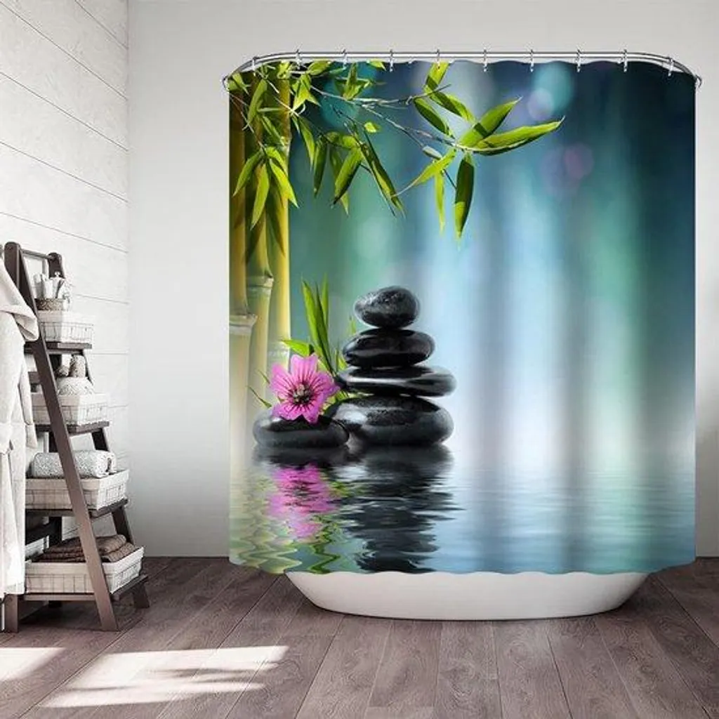 Rideau de douche anti-moisissure blanc motifs floraux 150 x 180 cm