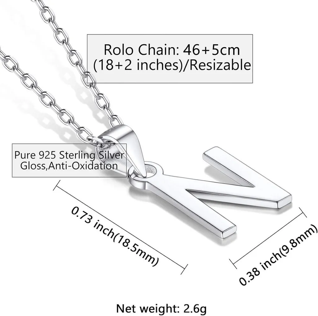Collier argent 925 hypoallergénique avec initiale ne noircit pas - 6