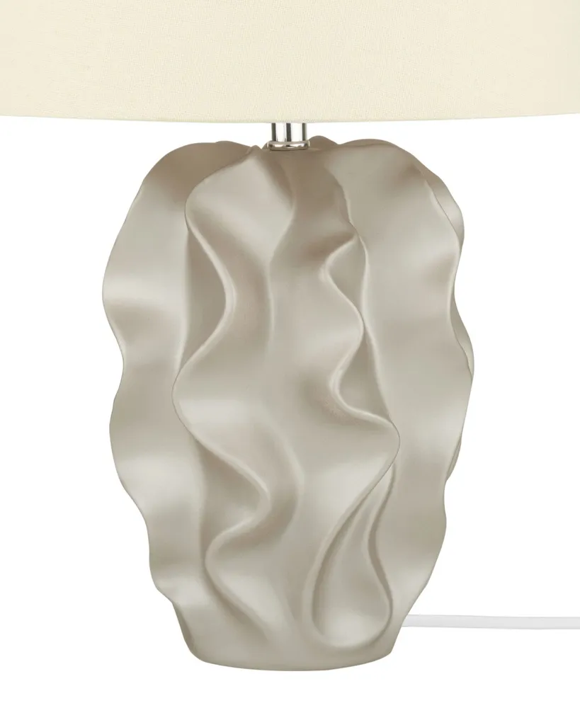 Lampe décorative base ondulée en céramique et or design minimaliste 46cm