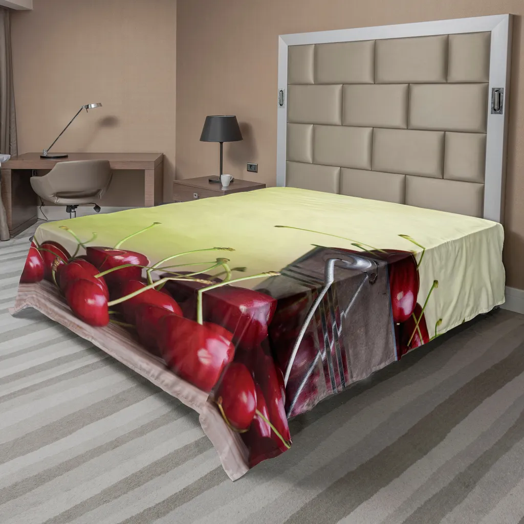 Drap de Lit Doux Anti-Pli Motif Cerises 260x228 cm - Confort Durable