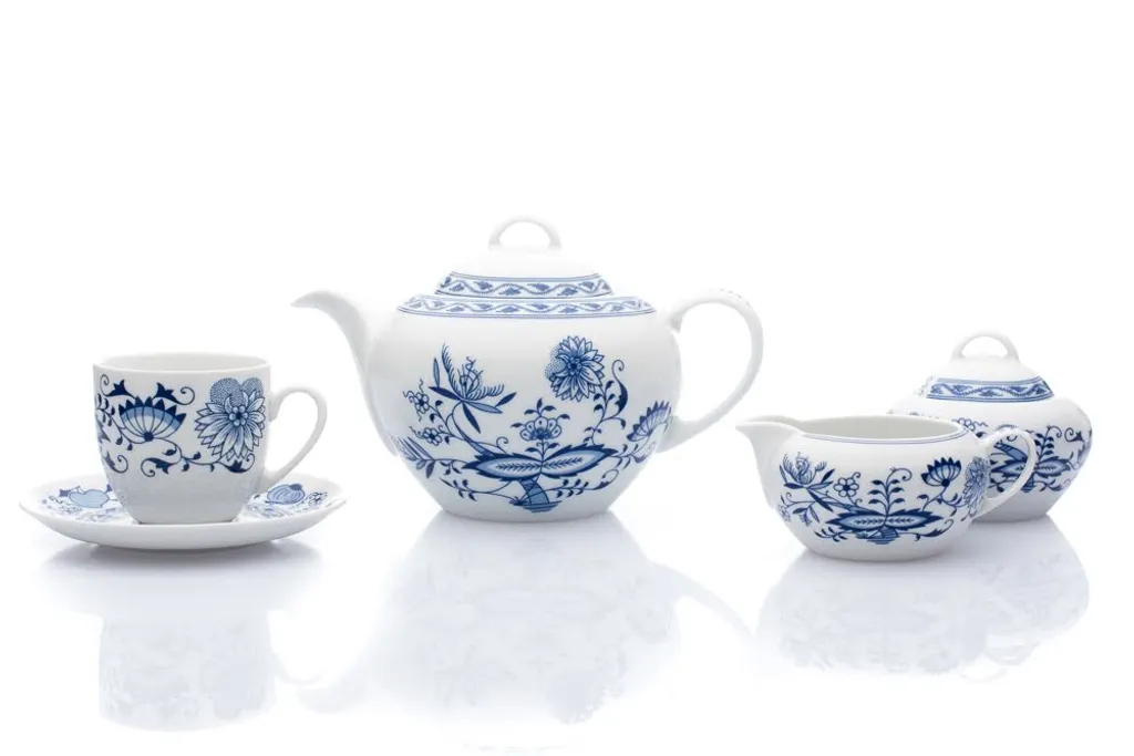 Service thé Saphyr Thun en porcelaine véritable décor oignon traditionnel