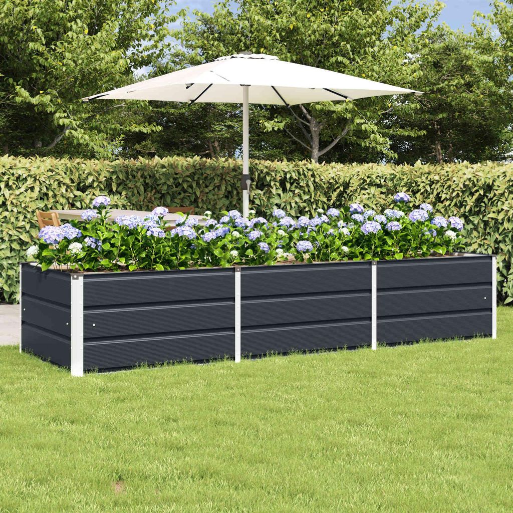 "Schlussverkauf" Pflanzkübel im Garten - 1 pc - Blumenbeet/Gartenbeet - Anthrazit 240x80x45 cm Stahl C13549