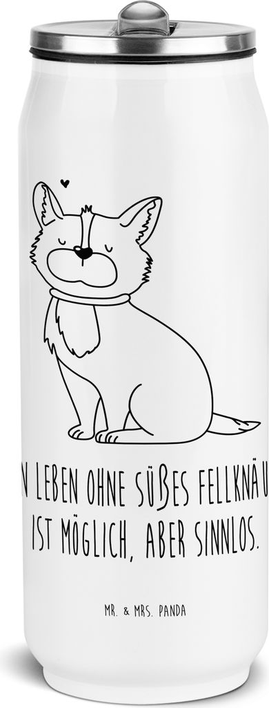 Mr. & Mrs. Panda Trinkflasche Hund Glück - Weiß - Geschenk, Liebe, Sportflasche, Edelstahl, Wasserflasche, Sprüche, Isolierflasche, Herz, Süß,...