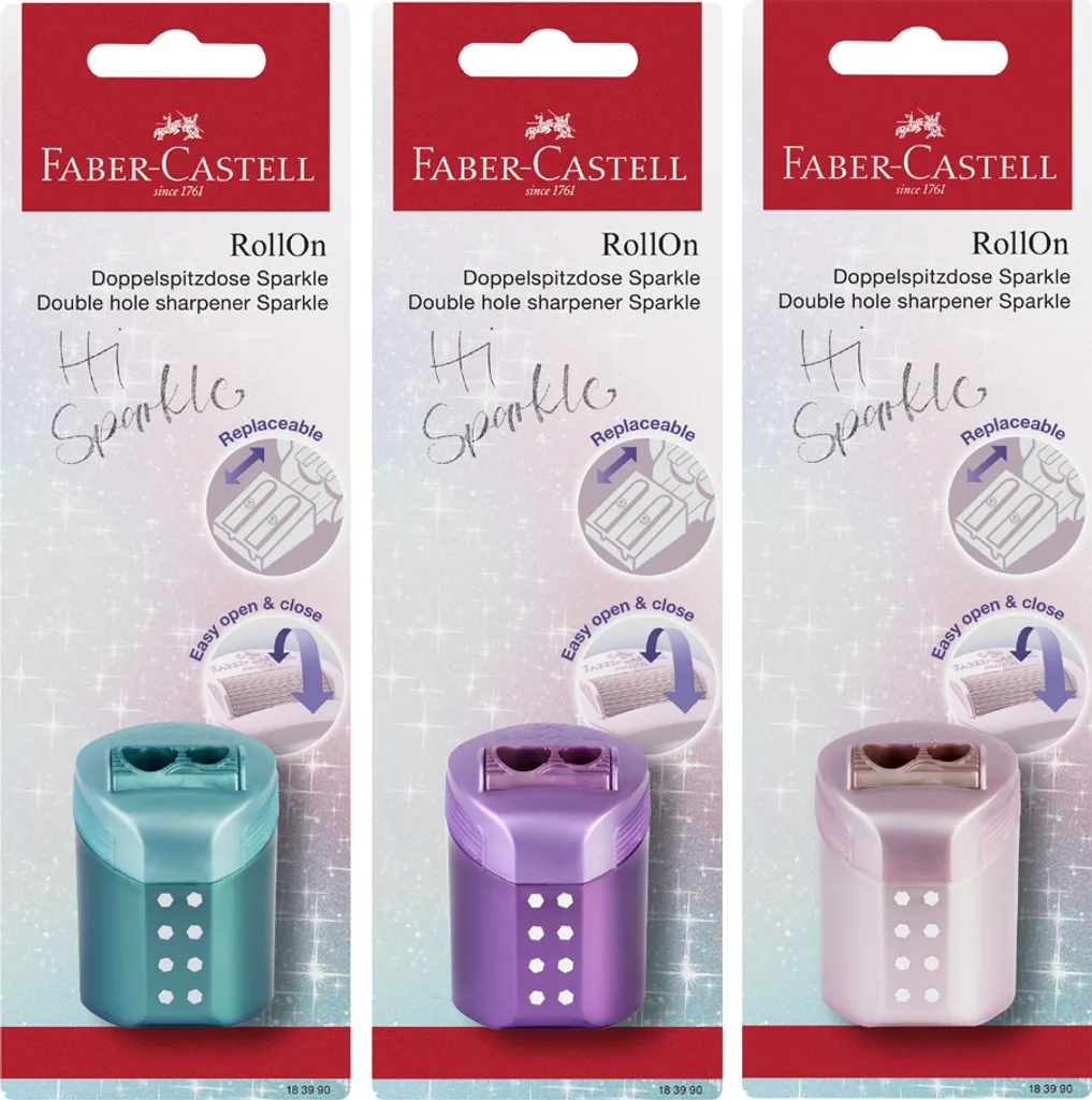 Faber-Castell Taille-crayon double RollOn Sparkle Noir BK pour Crayons