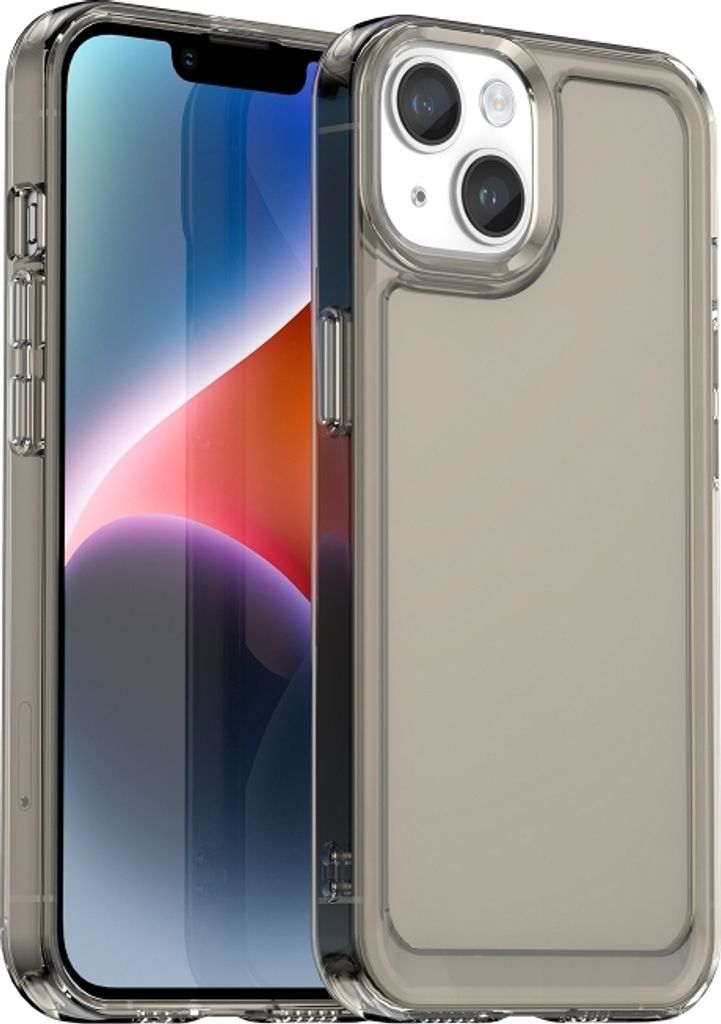 Für iPhone 15 Plus Candy Series TPU Phone Case (Transparent Grey)