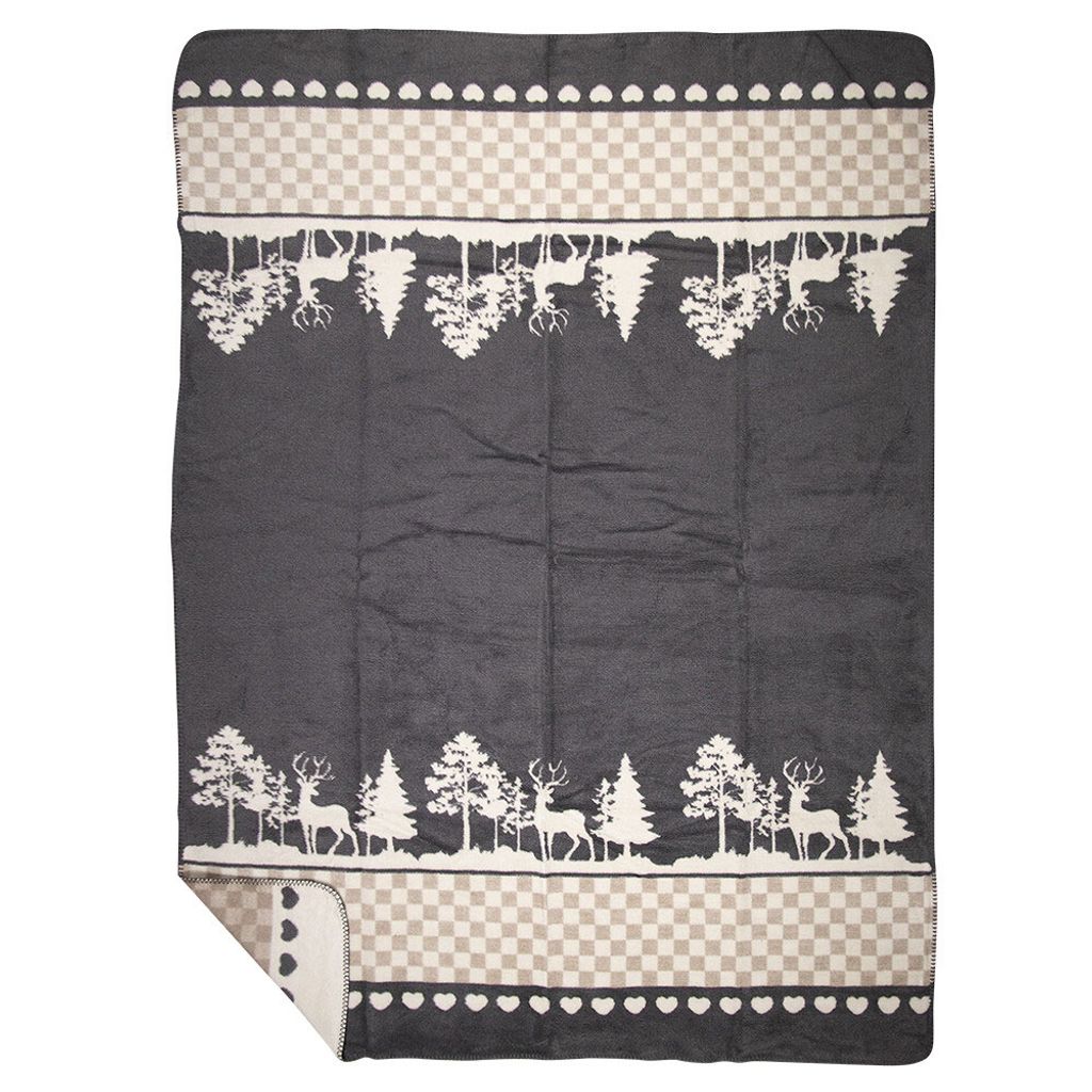 Mars & More Plaid Wald grau natur 150 x 200cm Wolldecke