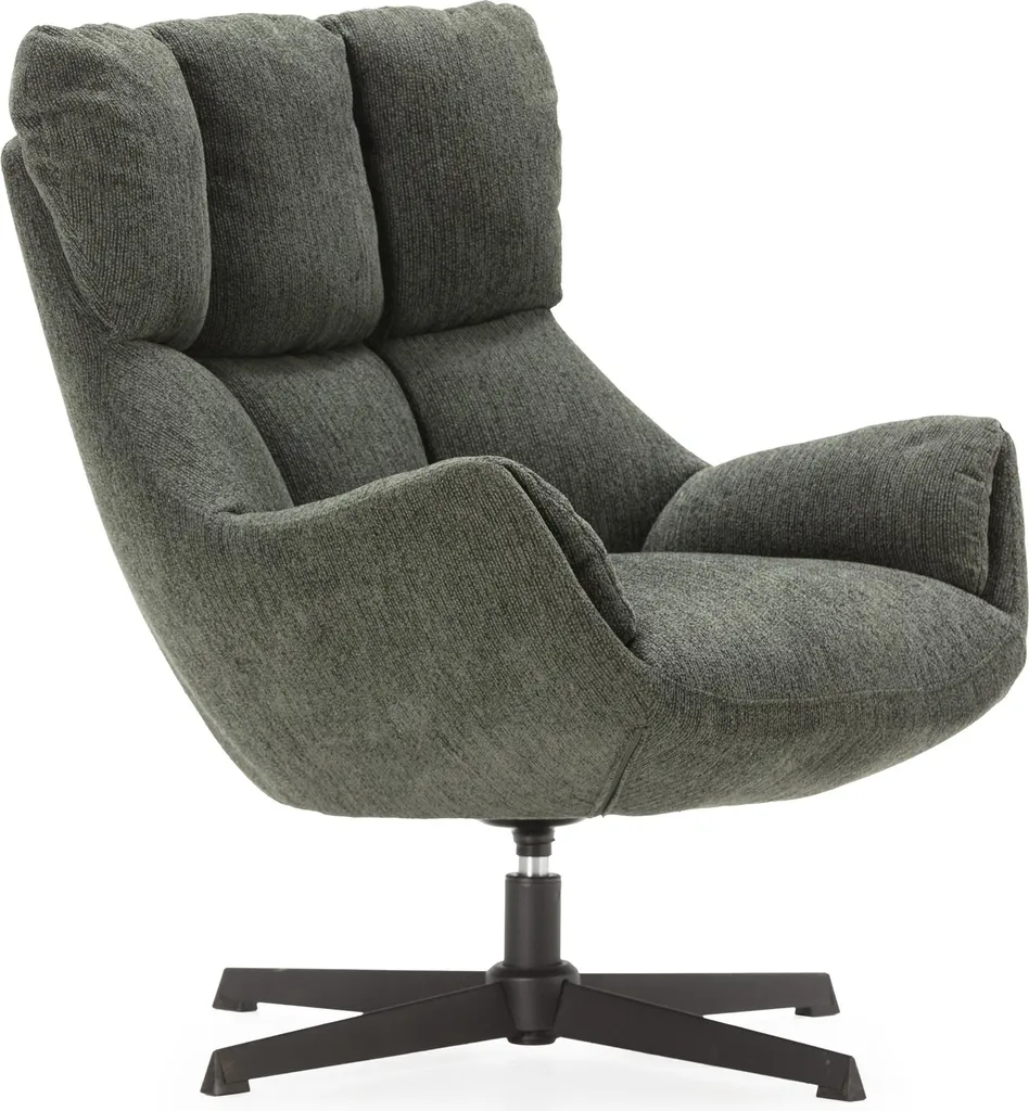 Fauteuil Design Matelassé Gris et Métal Noir ODETTE CALICOSY - H89 cm - 3