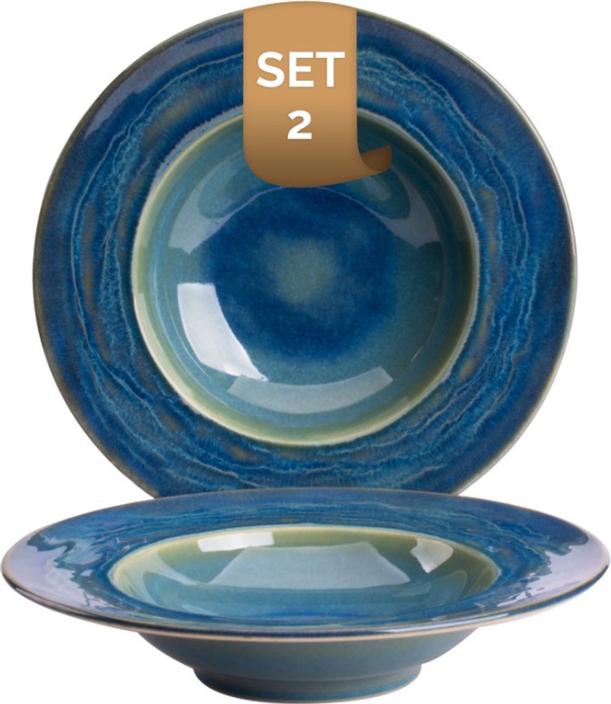 Palmer Miami, Teller tief, Ø 27 cm, 2 Stück, grün/blau Produktbild 