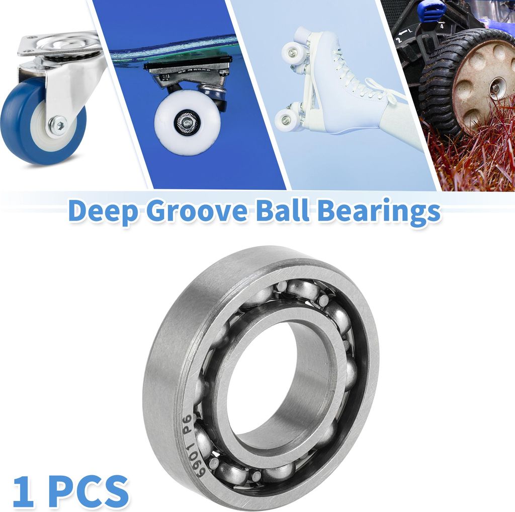 6901 Rillenkugellager P6 12x24x6mm Geschmierte Lager Offene Bauweise Silberfarben für Scooter Skateboard-Räder