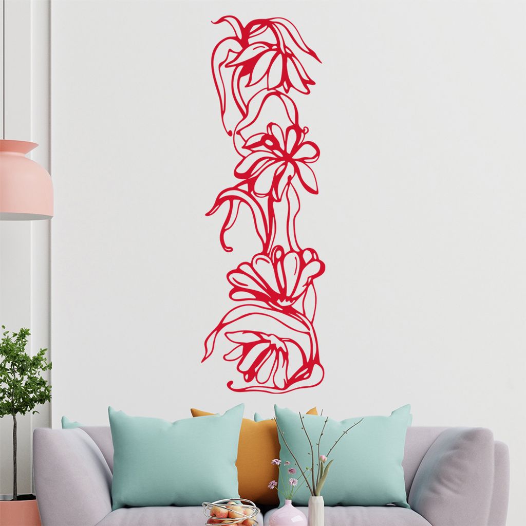 Blumen - Ranken Wandtattoo in 6 Größen - Wandaufkleber Wall Sticker - Dekoration, Küche, Wohnzimmer, Schlafzimmer, Badezimmer