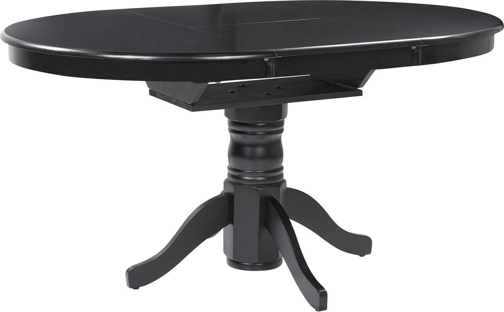 BELIANI Esstisch Schwarz MDF-Tischplatte Rund 106x106 cm Ausziehbar 150x106 cm Oval Holzbeine Mittelfuß für 6 Personen Skandi Esszimmer Ausziehtisch