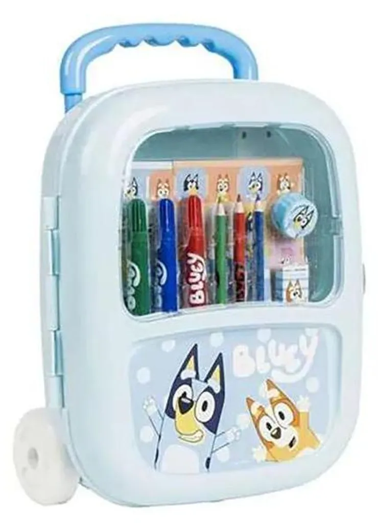Bluey CreativeCase : Valise à dessin nomade à roulettes avec accessoires