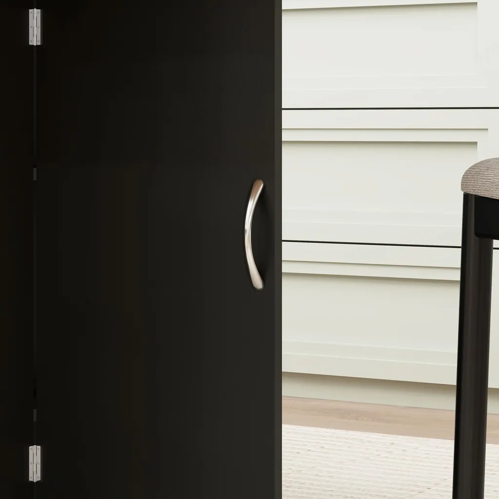 Table pliable à roulettes 140cm noire avec 2 étagères de rangement - 15