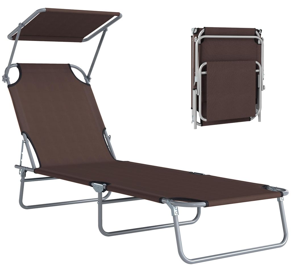 Lehátko Sunny so skladacím slnečníkom hnedé 187 x 58 x 27 Obrázok produktu 