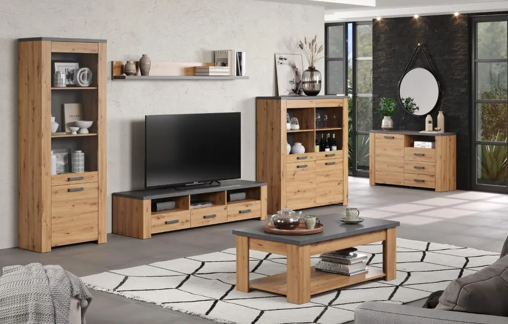 Buffet avec Finition ABS et Décor Chêne Artisan, Meuble Robuste Matera - 15