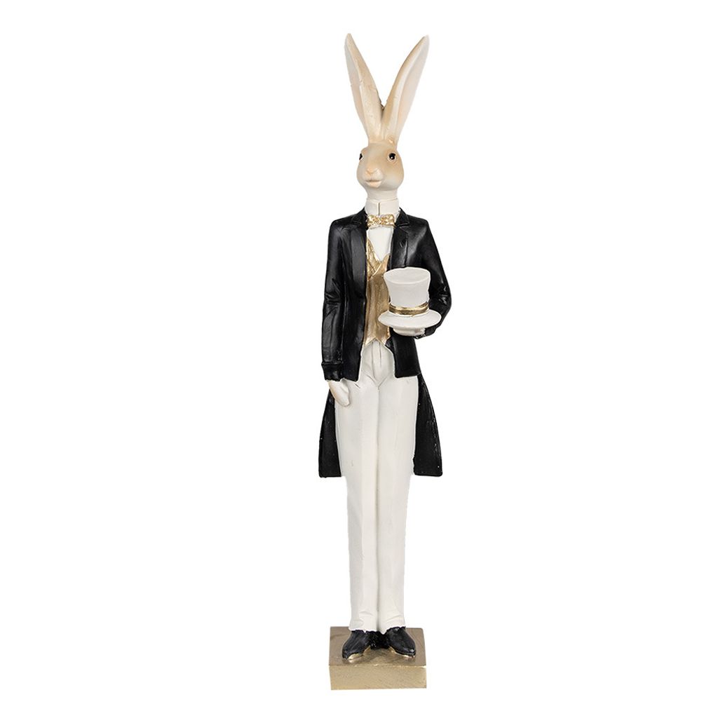 Clayre & Eef Figurine Lapin 32 cm Beige Noir Polyrésine Image du produit 