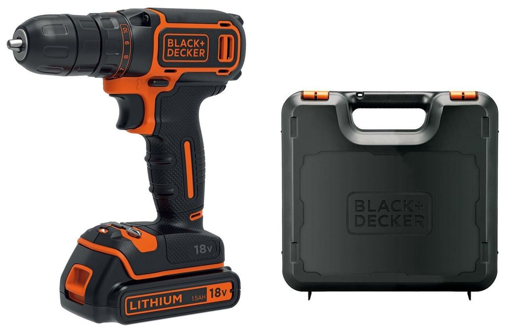Black & Decker Akku-Bohrschrauber 18V 1,5Ah, Koffer Immagine del prodotto 