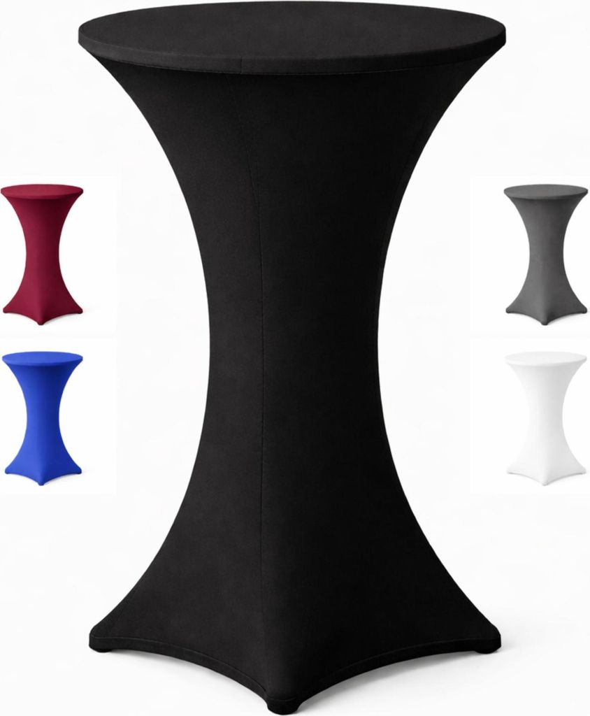 Stehtischhusse Stretch für Bistrotisch mit 4 Fußlaschen elastisch Ø 70-75x110-120 cm Schwarz