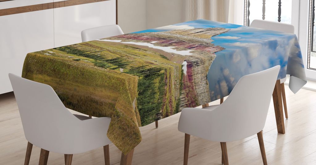 ABAKUHAUS Park Tischdecke, Robuste Peak und bewölktem Himmel, Personalisierter Druck Klare Farben ohne Verblassen Waschbar für Außen Bereich, 14...