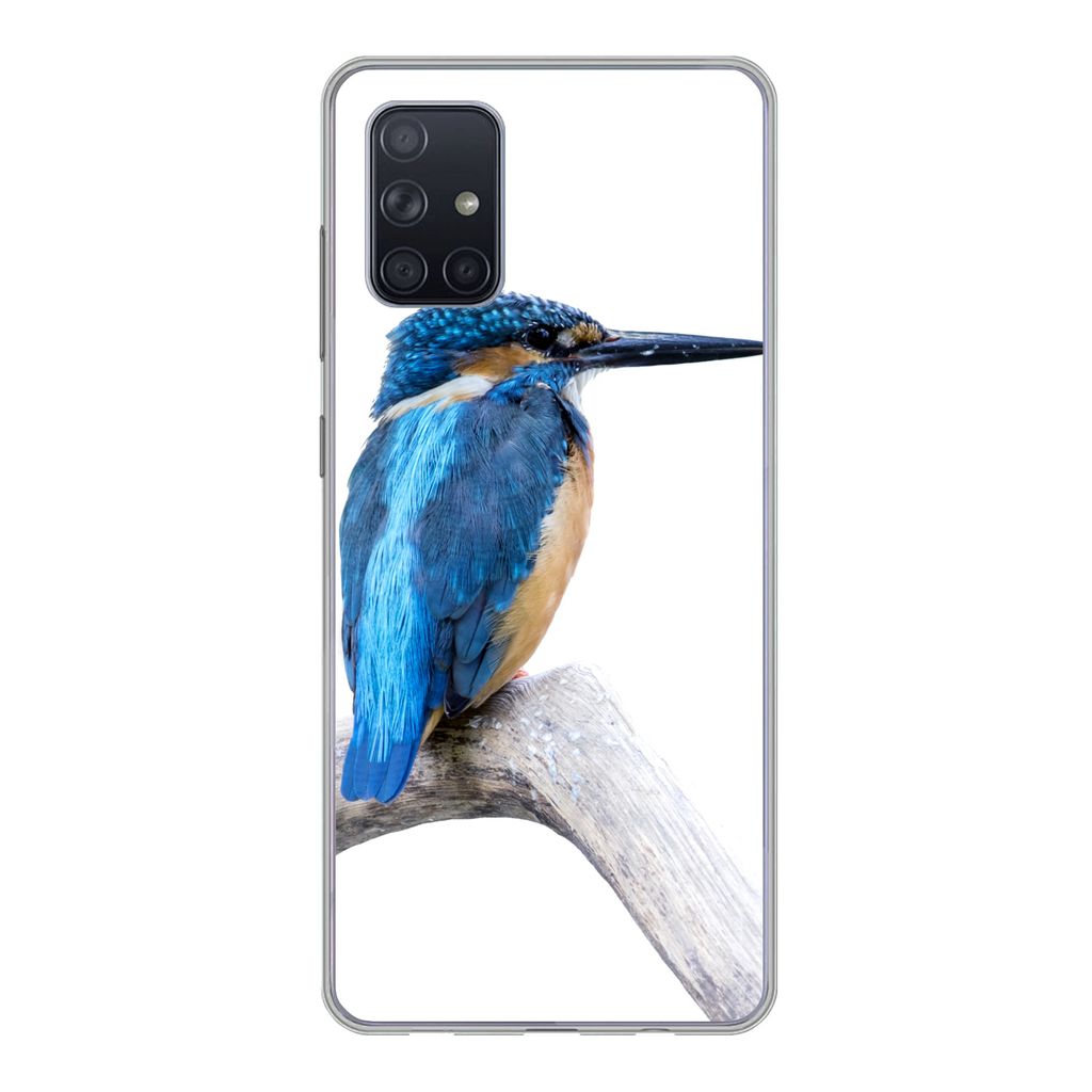 MuchoWow Handyhülle Schutzhülle Hülle für Samsung Galaxy A51 Eisvogel - Zweig - Schnabel Silikon Softcase Handy Hülle - Schutzabdeckung