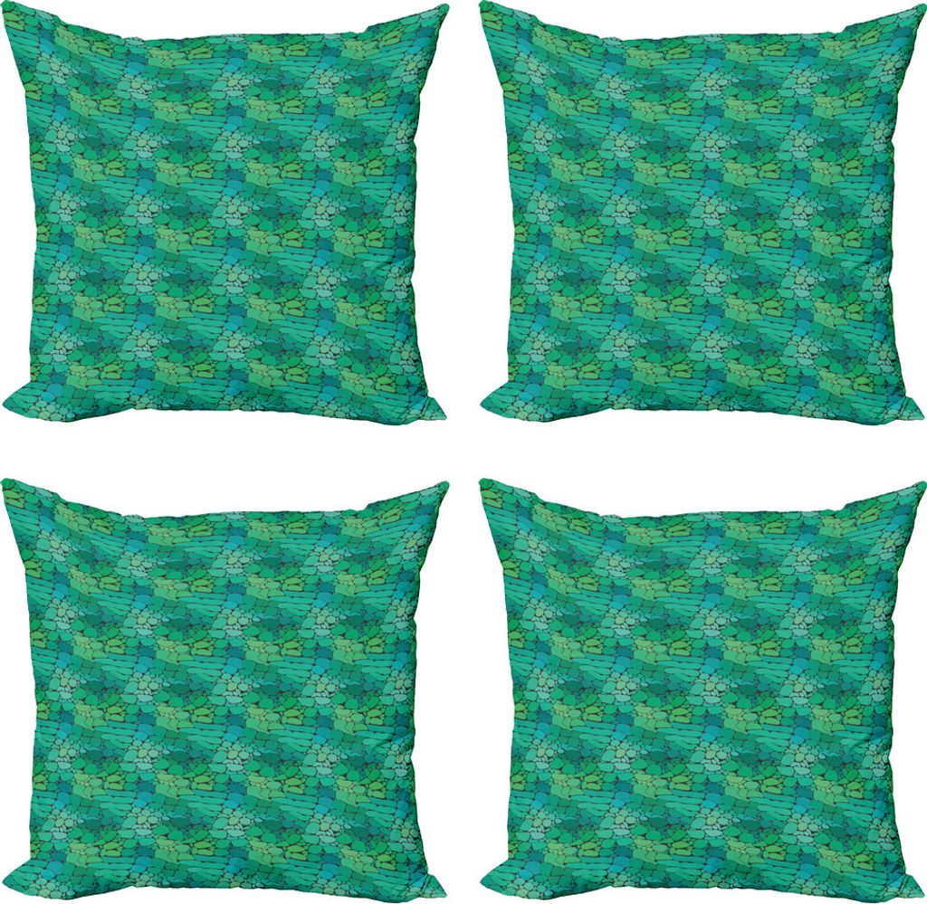 ABAKUHAUS Alligator Kissenbezug Set (4 Stück), Exotische Krokodil-Haut, Moderner Doppelseitiger Digitaldruck, 60 cm x 60 cm, Teal Meergrün und Sc...