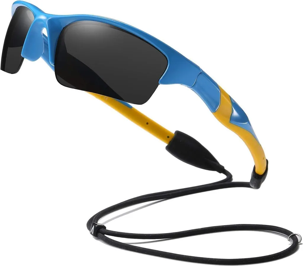 Lunettes de soleil sport enfant polarisées pour plage et mer avec étui