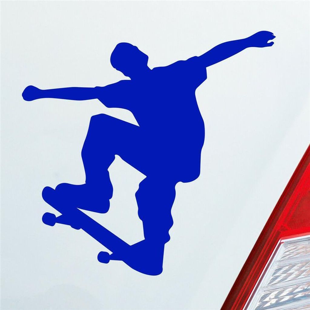 Auto Aufkleber Skater Skaten Sport Tuning Ollie 10x10 cm Dunkelblau Sticker Heckscheibenaufkleber