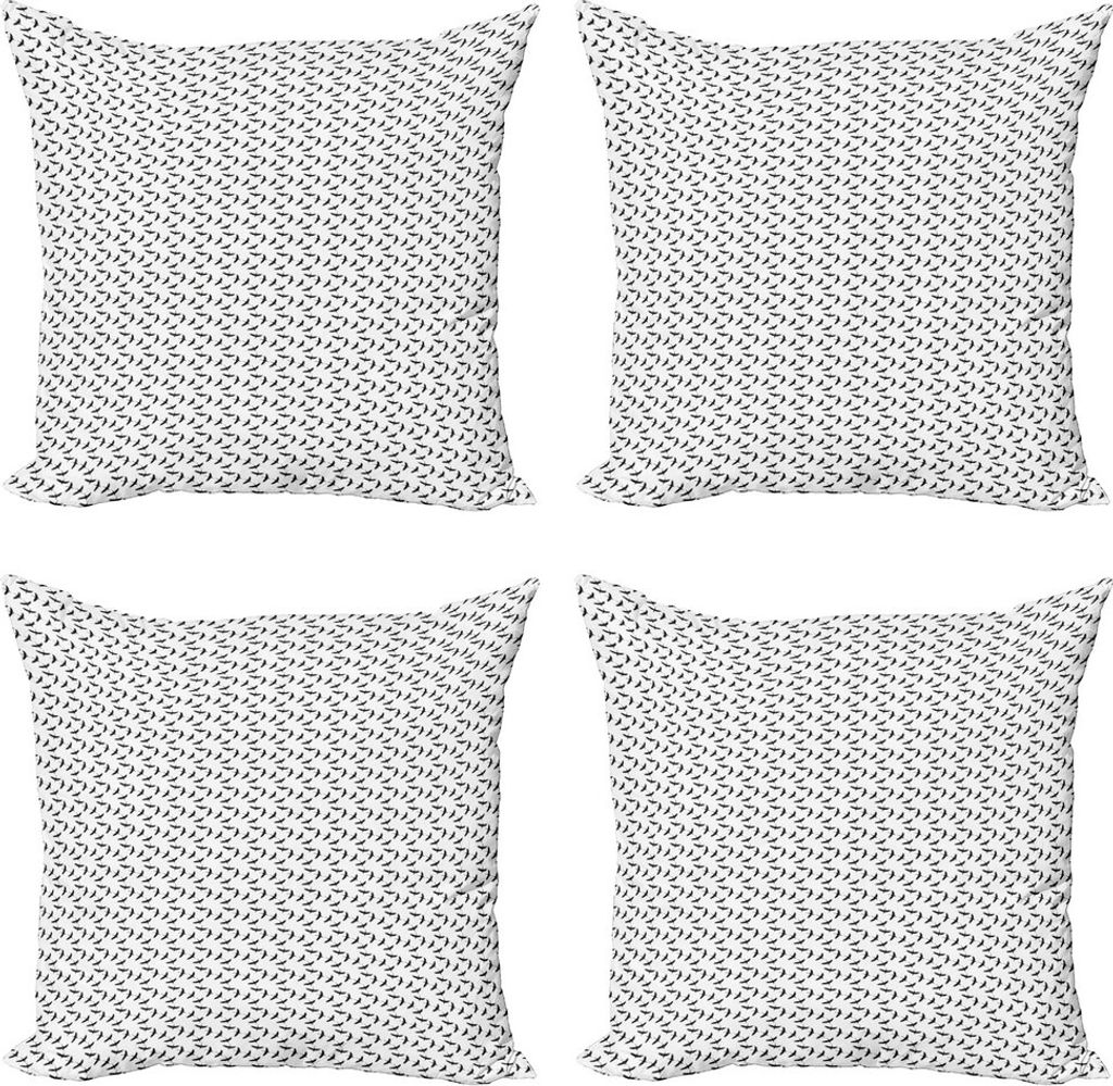 ABAKUHAUS Storch Kissenbezug Set (4 Stück), Minimalistischen Stil Migrate Vogel, Moderner Doppelseitiger Digitaldruck, 50 cm x 50 cm, Charcoal Gra...