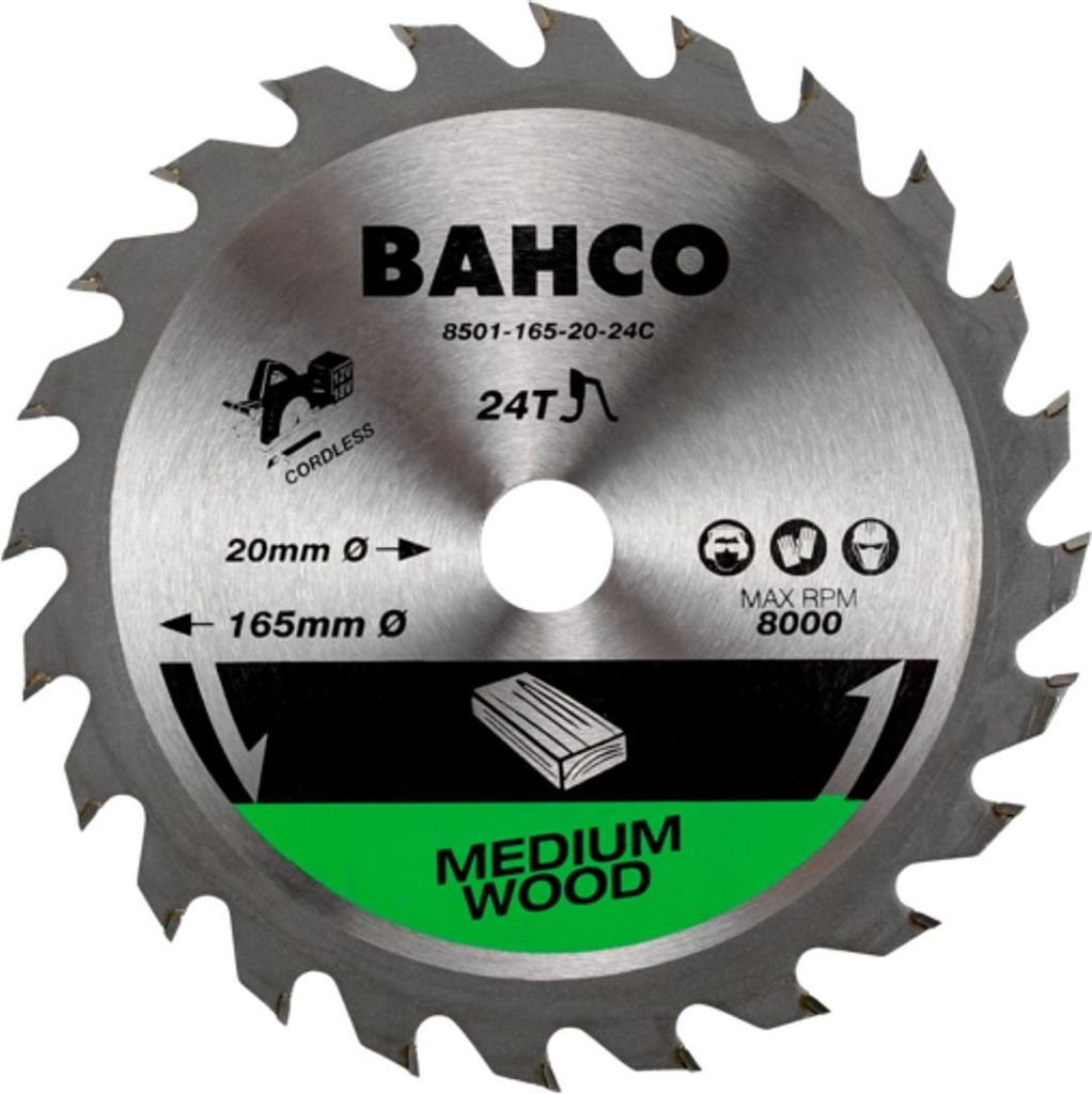 Bahco 24-Zähne Kreissageblätter für Akku-Kreissägen in Holz 190 mm x 10 mm