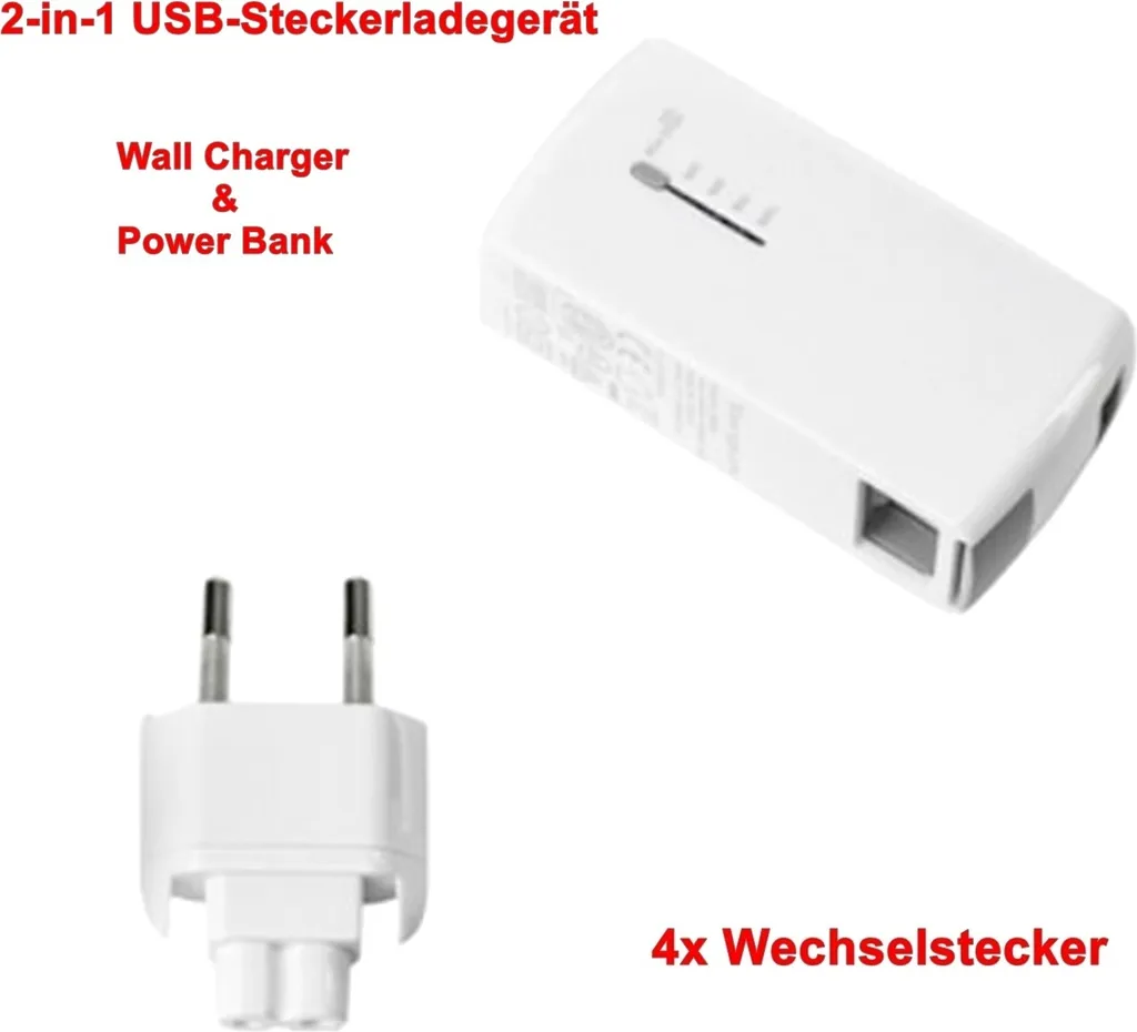 Chargeur de Voyage Tout-en-un avec Batterie de Secours USB pour Mobile