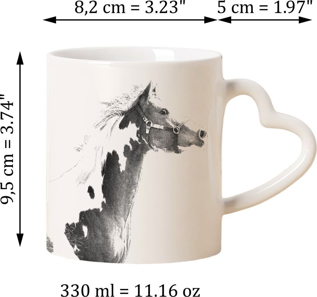 American Paint Horse - Tasse mit Hund, entzückende Tasse mit herzförmigem Henkel, universelles Geschenk der Marke Art-Dog