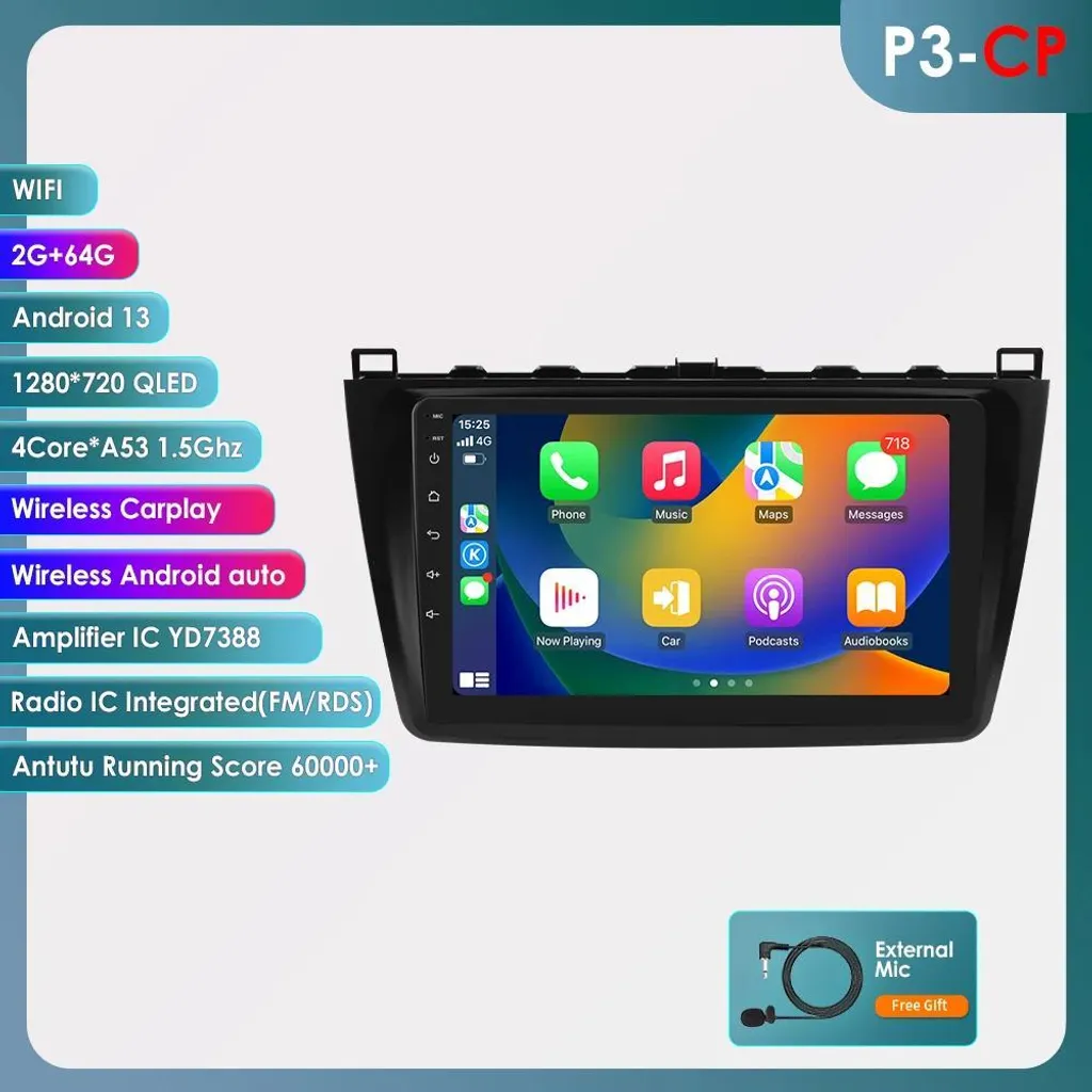 Autoradio Android 13 Écran 9 Pouces P3 CP-4Core 2G 64G GPS Bluetooth
