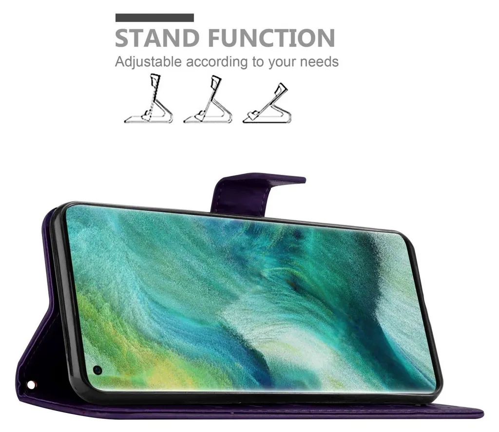 Cadorabo cover per Motorola MOTO G7 POWER in TURCHESE FLOREALE Cover protettiva in design floreale con chiusura magnetica, funzione stand e slot per carte di credito Flip Case Flower Cover Etui Handy Klapp Hülle Book Tasche - 3