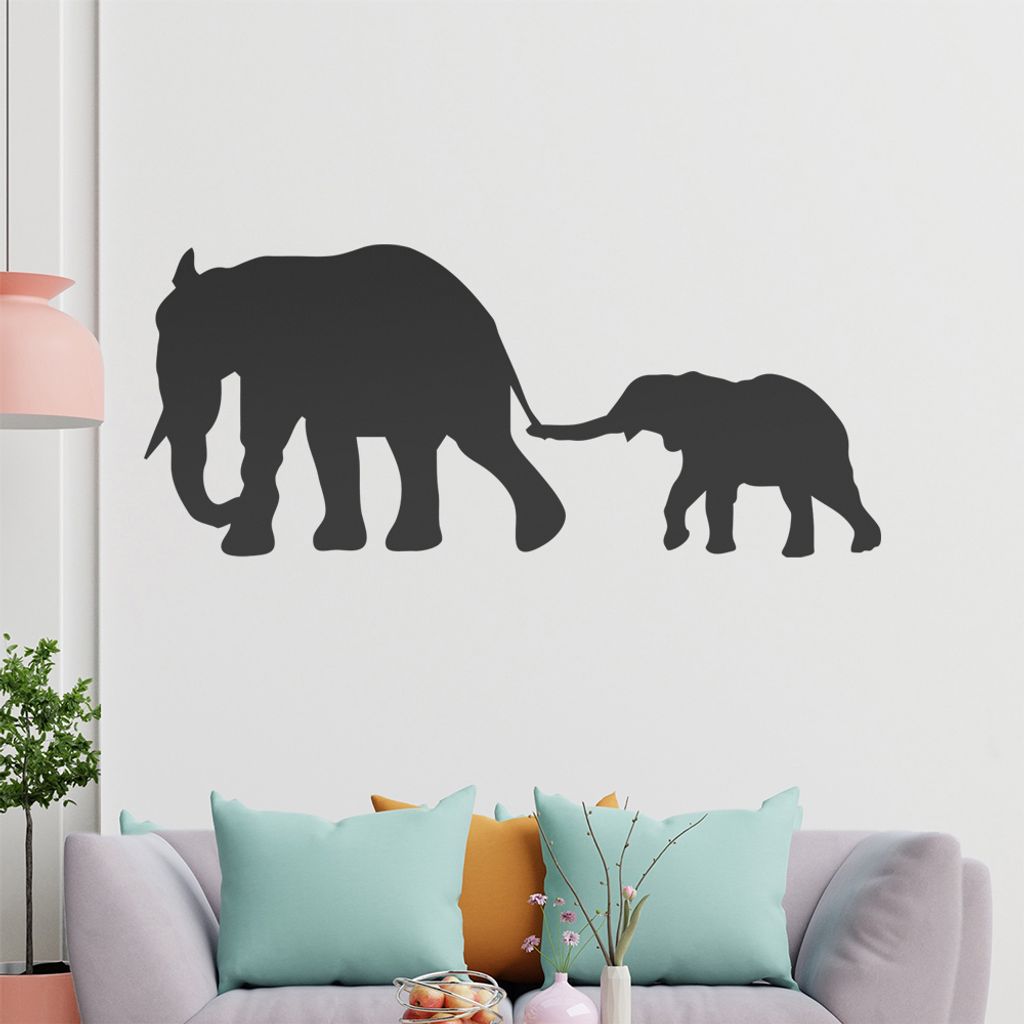 KIWISTAR Zwei Elefant Dickhäuter Wandtattoo in 6 Größen - Wandaufkleber Wall Sticker - Dekoration, Küche, Wohnzimmer, Schlafzimmer, Badezimmer