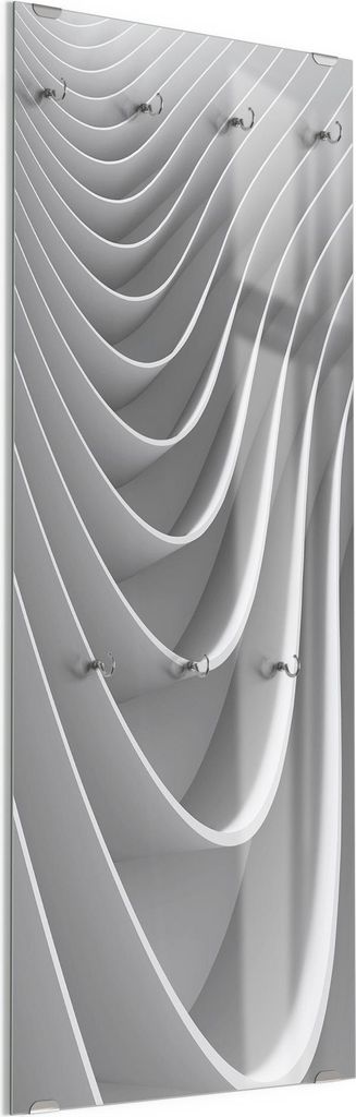 DEQORI Kleiderhaken aus Glas 50x125 cm 'Lamellendesign' Wand Garderobe Paneel Haken
