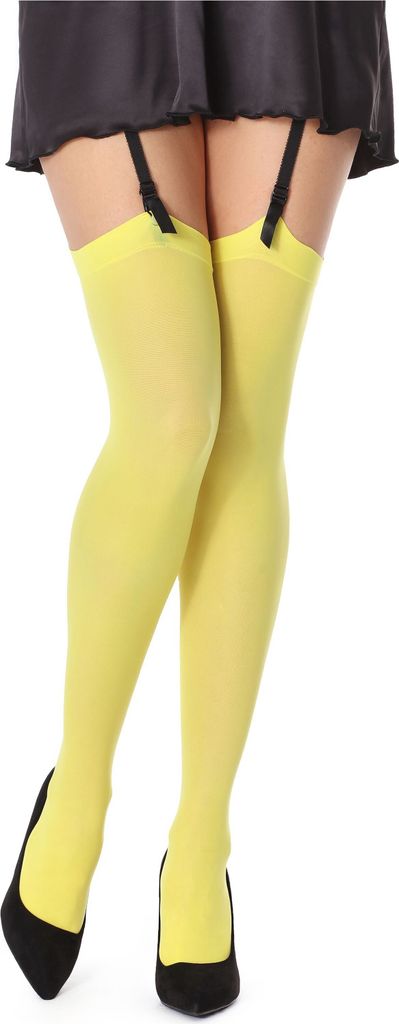 Bellivalini Damen Strapsstrümpfe Mikrofaser 60 DEN BLVFI1007 (Gelb, XS-S)