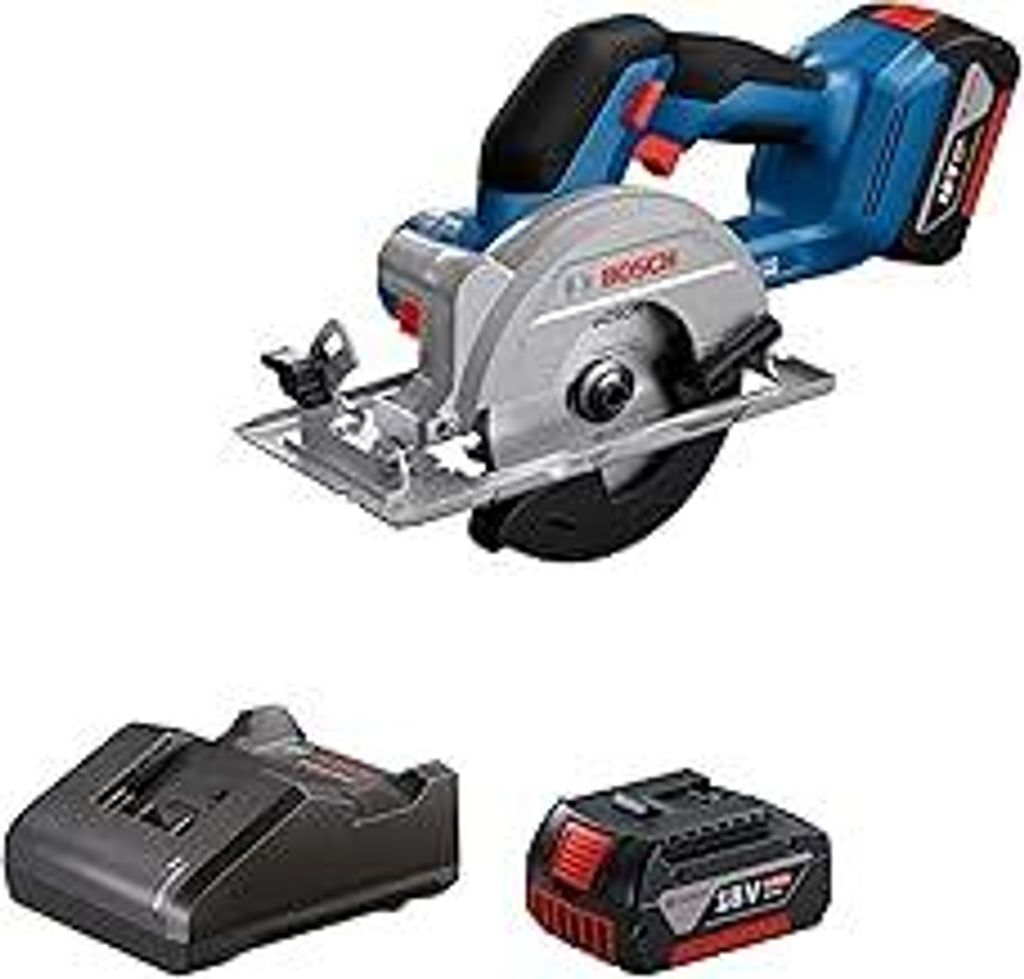 Bosch Professional 18V System Akku-Kreissäge GKS 18V-51 (Bürstenloser Motor, inkl. 2x 18V GBA 4.0Ah Akku, Ladegerät GAL 18V-20, 1x Sägeblatt (1...