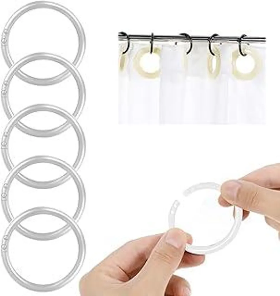 100 Anelli per Tende 4cm in Plastica Bianca - Ganci Doccia Resistenti