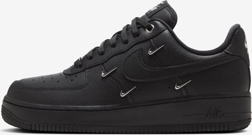Nike Air Force 1 '07 LX "Black Silver Mini Swoosh" Schwarz, Größe: 42,5