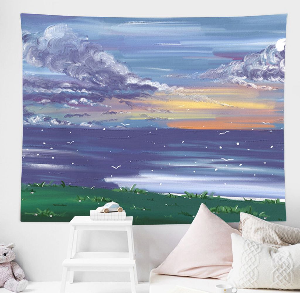 Tapisserie Mit Natürlicher Aussicht, Wandbehang, Wandbehang, Wandbehang, Flora, Himmel, ästhetische Schlafzimmerdekoration, Botanische Wandteppic...
