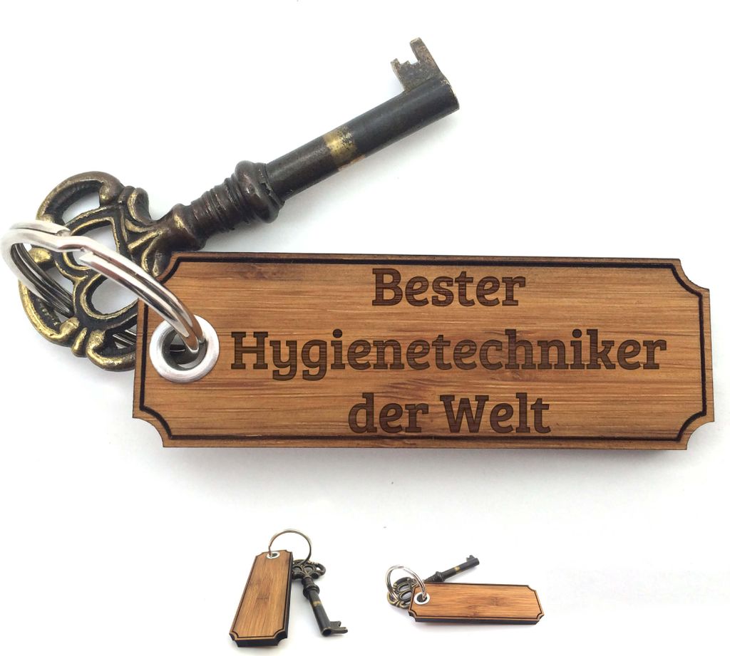 Mr. & Mrs. Panda Taschenanhänger Hygienetechniker - Bambus - Geschenk, Geschenke, Rente, Schenken, anhänger tasche, Glücksbringer, für, Gravur,...
