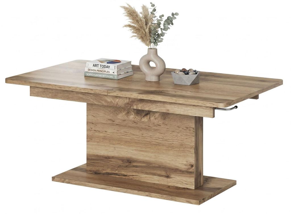 2in1 Couchtisch Busetti 126-167x70x56-74cm Esstisch höhenverstellbar ausziehbar Farbe wählbarEiche Wotan