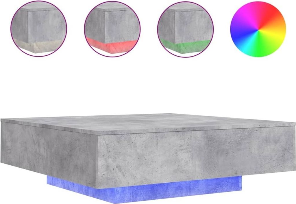 vidaXL Stolik kawowy z oświetleniem LED betonowy szary Zdjęcie produktu 