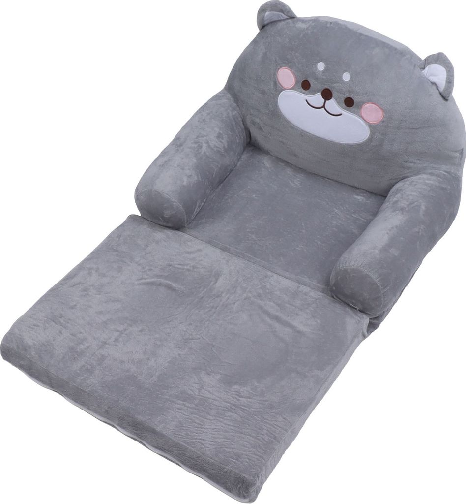 Kindersofa Cartoon Gray Dog Style Foldable Wide Handle Soft Breathable Kleinkind Stuhl für das Lesen entspannend schlafen (2 Schichten)