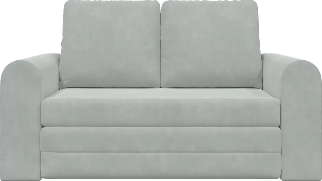 Petit canapé convertible gris clair en velours pour optimiser l'espace - 5