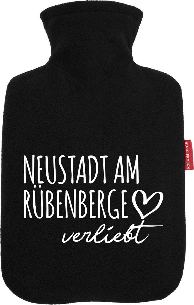 Huuraa Wärmflasche Neustadt am Rübenberge verliebt 1,8 Liter Black Classic Veloursbezug Bettflasche Geschenkidee
