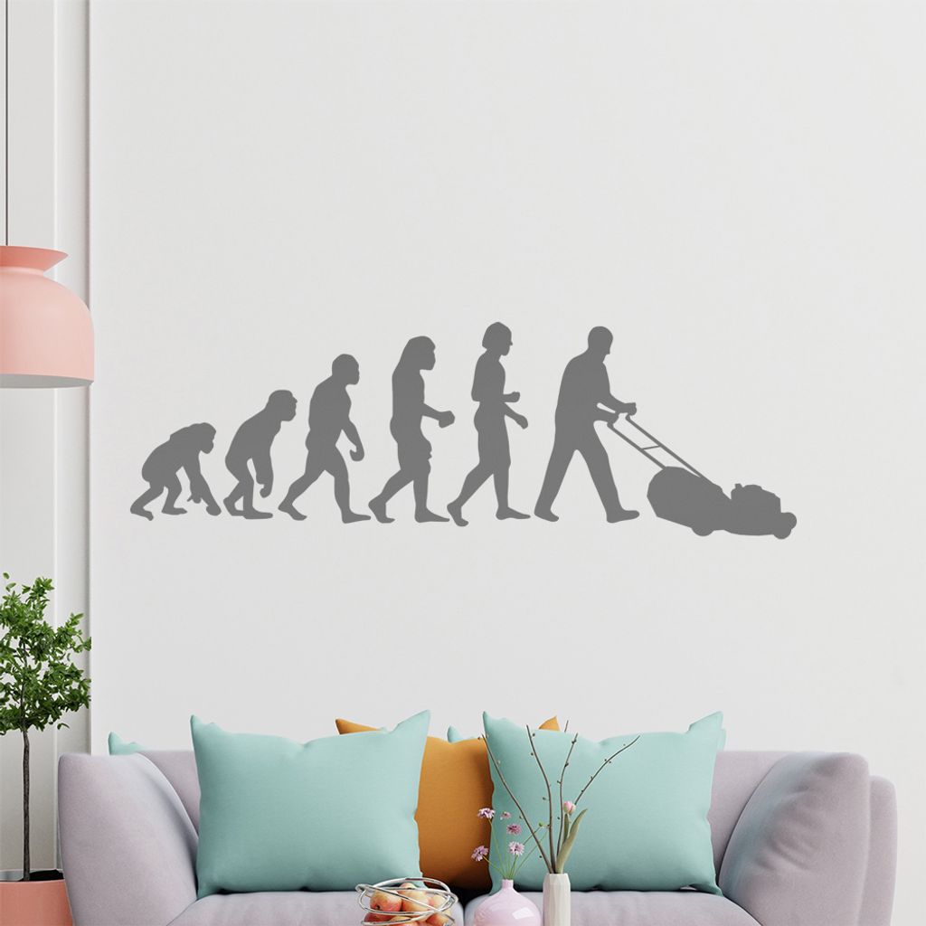 KIWISTAR Evolution - Rasenmäher Hexler Gras Roboter Wandtattoo in 6 Größen - Wandaufkleber Wall Sticker - Dekoration, Küche, Wohnzimmer, Schlaf...