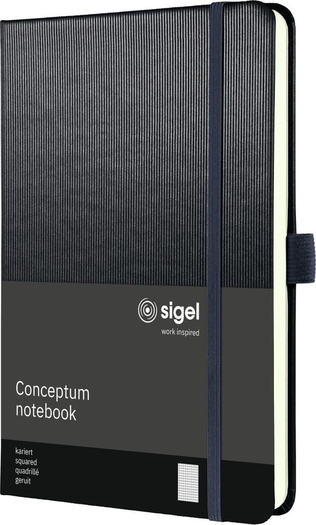 Notizbuch Conceptum ca. A5 194 S. Hardcover kariert 80g grey metallic Packung mit 3 Stück