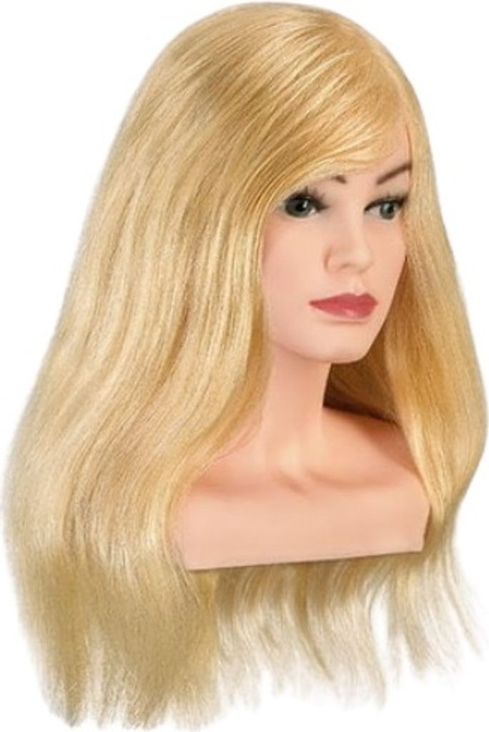 KIK KX6961 Cvičná hlava s prírodnými vlasmi 60-70 cm blond Obrázok produktu 